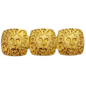 Anne Klein Gold Tone Signature Lions Bar Brooch Pin K58